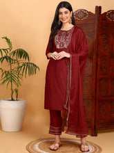 Women Silk Blend Embroidered Kurta Trouser-PKSKD1789